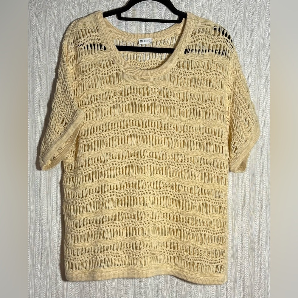 Zyia Hilton Cream Open-Knit Sweater